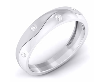 Anillo de boda de platino con 7 diamantes de diseño JL PT 5941