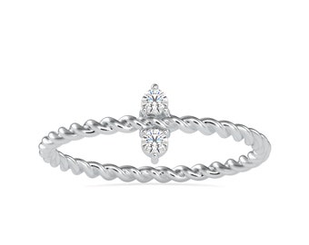 Anillo de compromiso de platino con 2 diamantes JL PT 0670