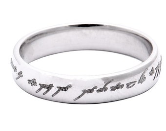 Rings of Love - Platinum Bands with Elvish Poem Engraved JL PT 438