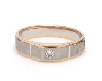 Platinum & Rose Gold Fusion Single Diamond Ring for Men JL PT 994
