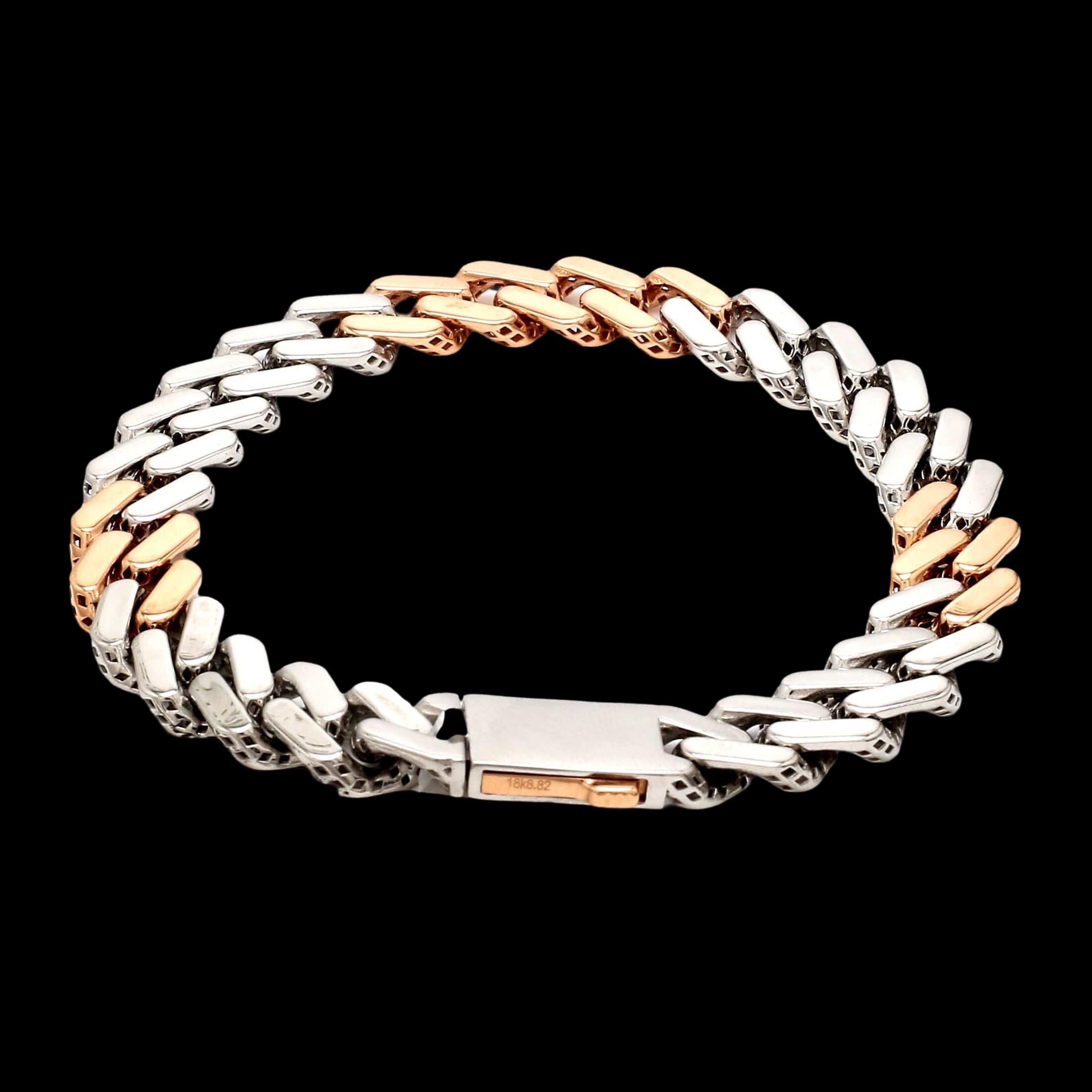 10.25mm Platinum Rose Gold Heavy Bracelet With Hi-polish
