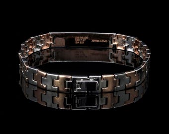 プラチナ＆ローズゴールド メンズブレスレット JL PTB 1096 - Etsy 日本