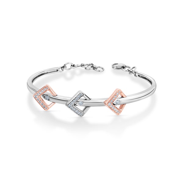 Evara Platinum Rose Gold Diamond Bracelet for Women JL PTB 781
