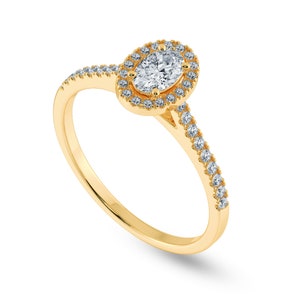 0.70cts. Oval Cut Solitaire Halo Diamond Shank 18K Yellow Gold Ring JL AU 1199Y-B image 3