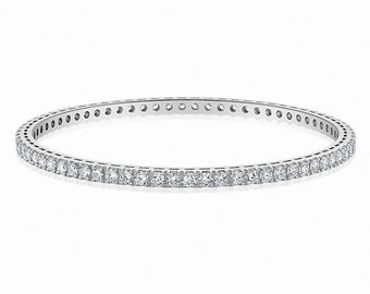 10 Pointer Openable Single Line Diamond Bangle in 18K White Gold JL AU 616-A