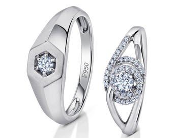 Designer Platinum Love Bands with Diamonds JL PT 1063