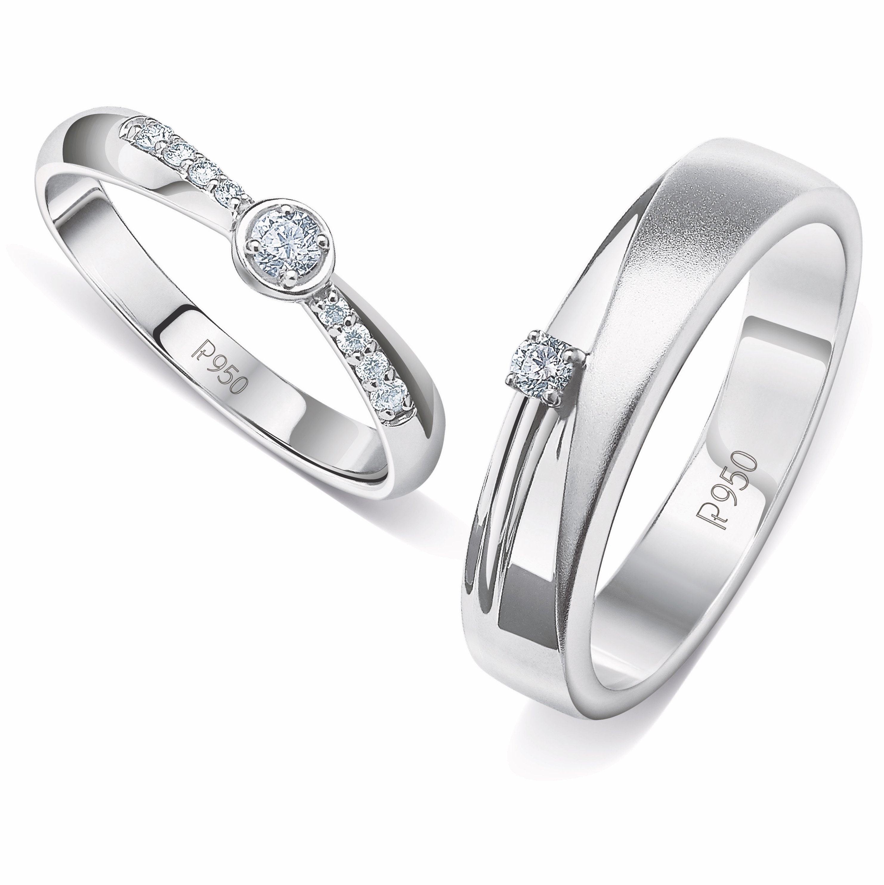 Designer Platinum Couple Rings with Single Diamonds JL PT 525 – Jewelove.US