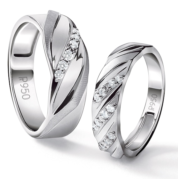 Simple Platinum Couple Rings | avaelma.com