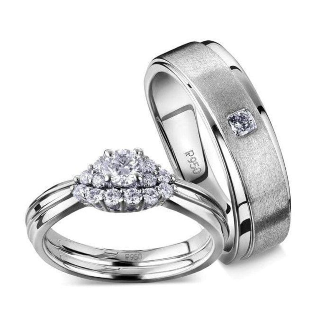 Spark of Love Platinum Couple Rings With Diamonds JL PT 600