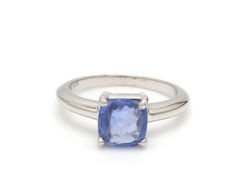 Cushion Cut Blue Sapphire Platinum Ring JL PT 1316