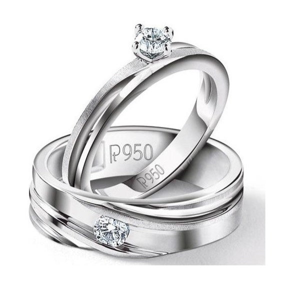 Groovy Platinum Couple Rings With Single Diamonds JL PT 614