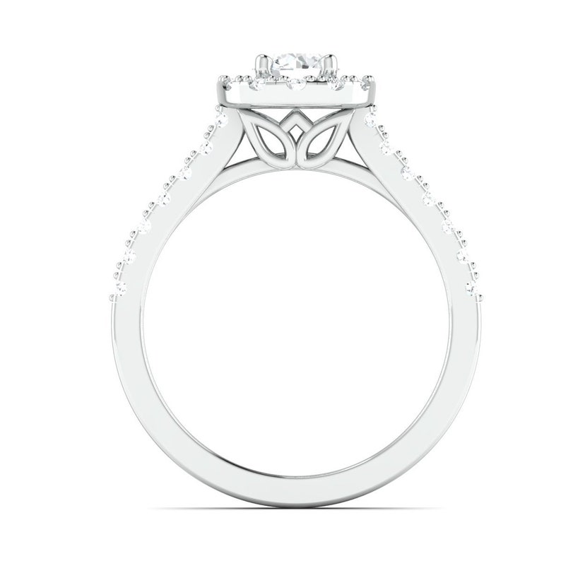 40-Pointer Platinum Solitaire Engagement Ring with Diamond Halo & Shank JL PT 671 image 4