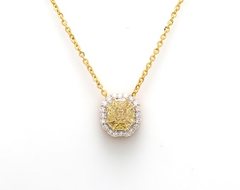 18K Yellow Gold  Pendant Chain with Fancy Color Diamond JL AU P 10
