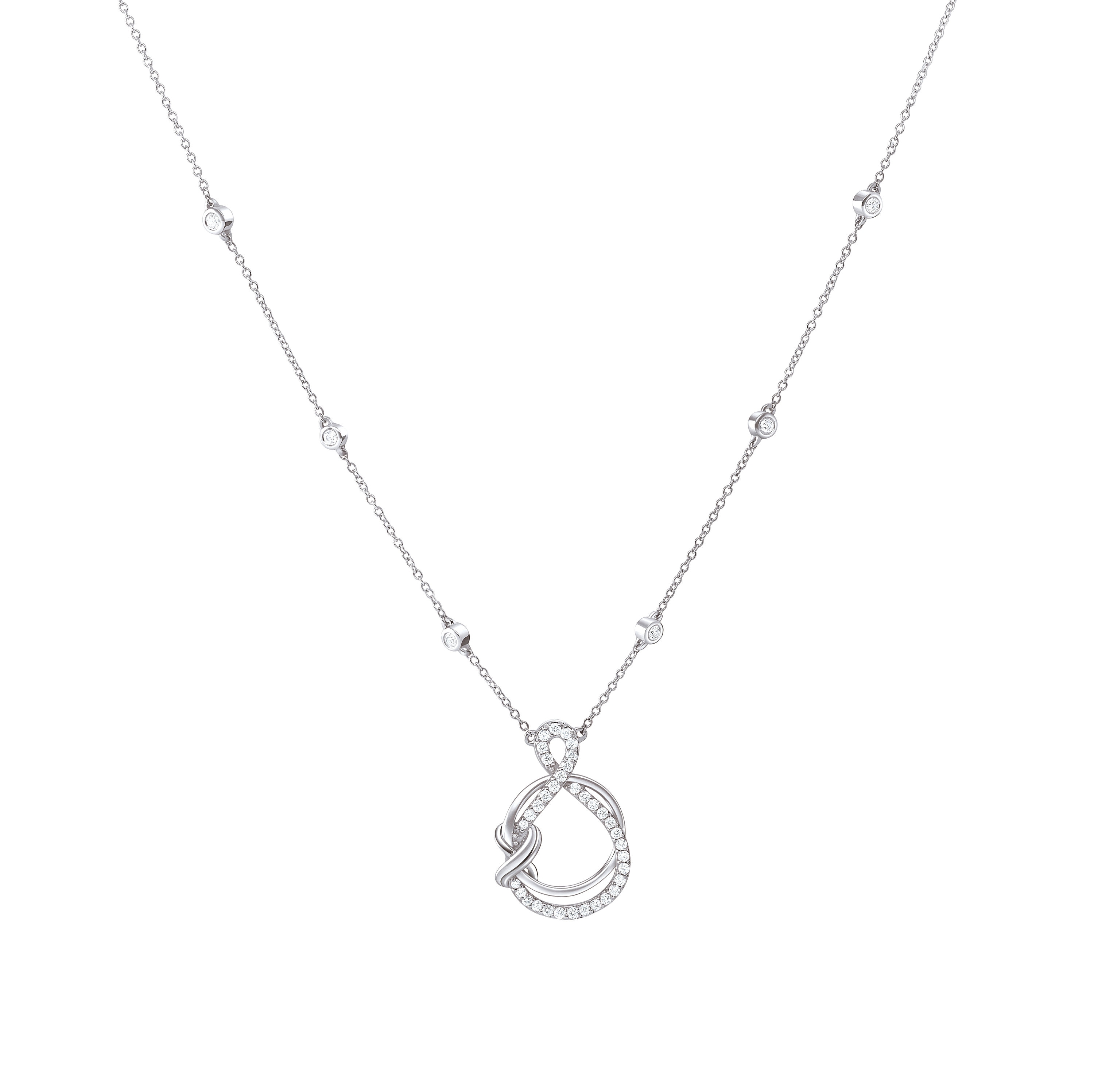 Elegant Platinum Evara Diamond Pendant with Diamond Studded Chain for Women JL PTP 173
