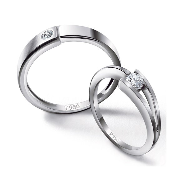 Fashion story Stylish Couple rings for Lovers, Platinum Plated Silver  Crystal Elegant Couple Rings with Beautiful Diamond stone Rings for Men and  Women Alloy Crystal Silver Plated Ring Set Price in India -