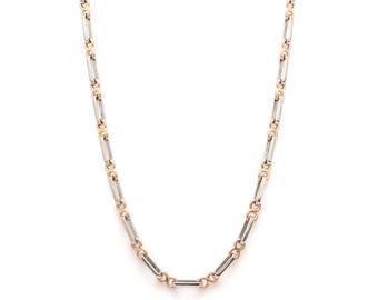 Platinum & Rose Gold Chain With Rectangular Round Links JL PT 734