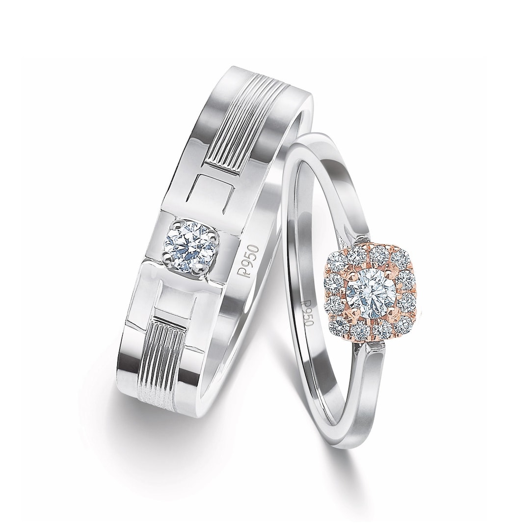 Designer Platinum Couple Rings With Diamonds JL PT 920 - Etsy Israel