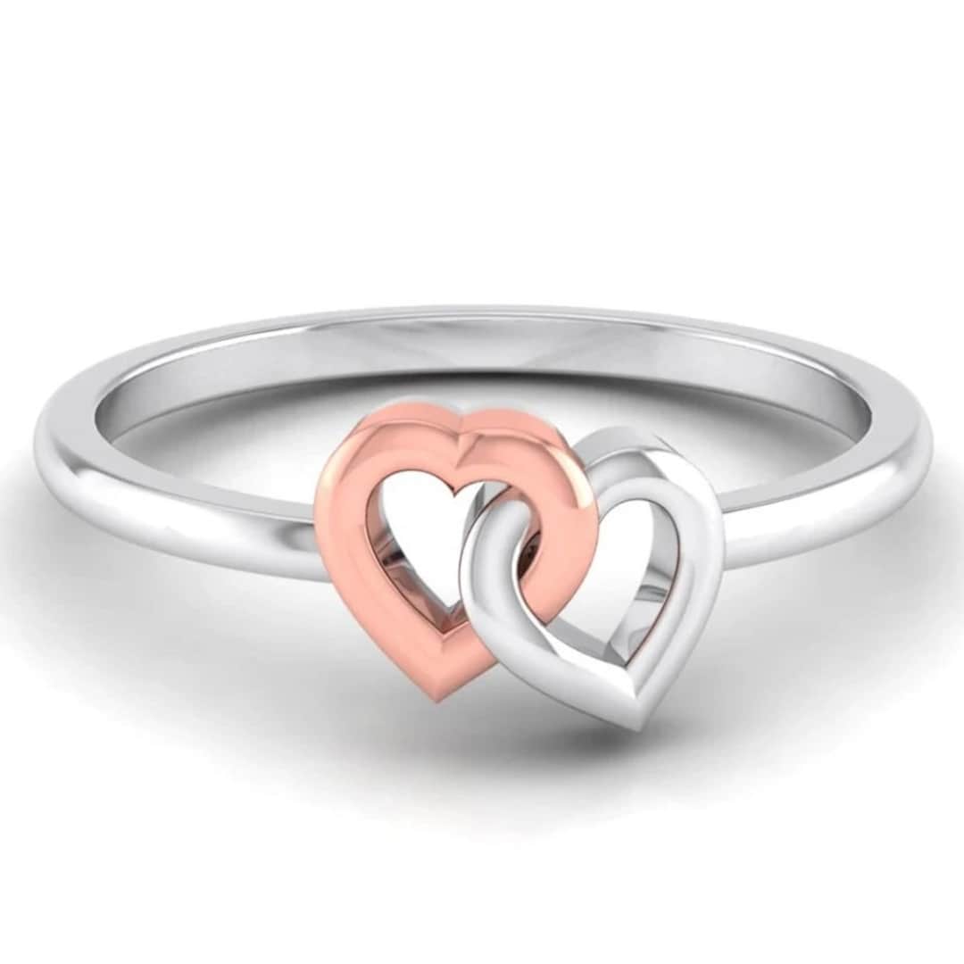 All My Heart Steel Ring with Laser Cutting Pink Gold / E48