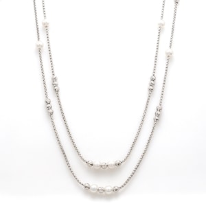 2 Layer Platinum Pearl Chain for Women JL PT CH 904