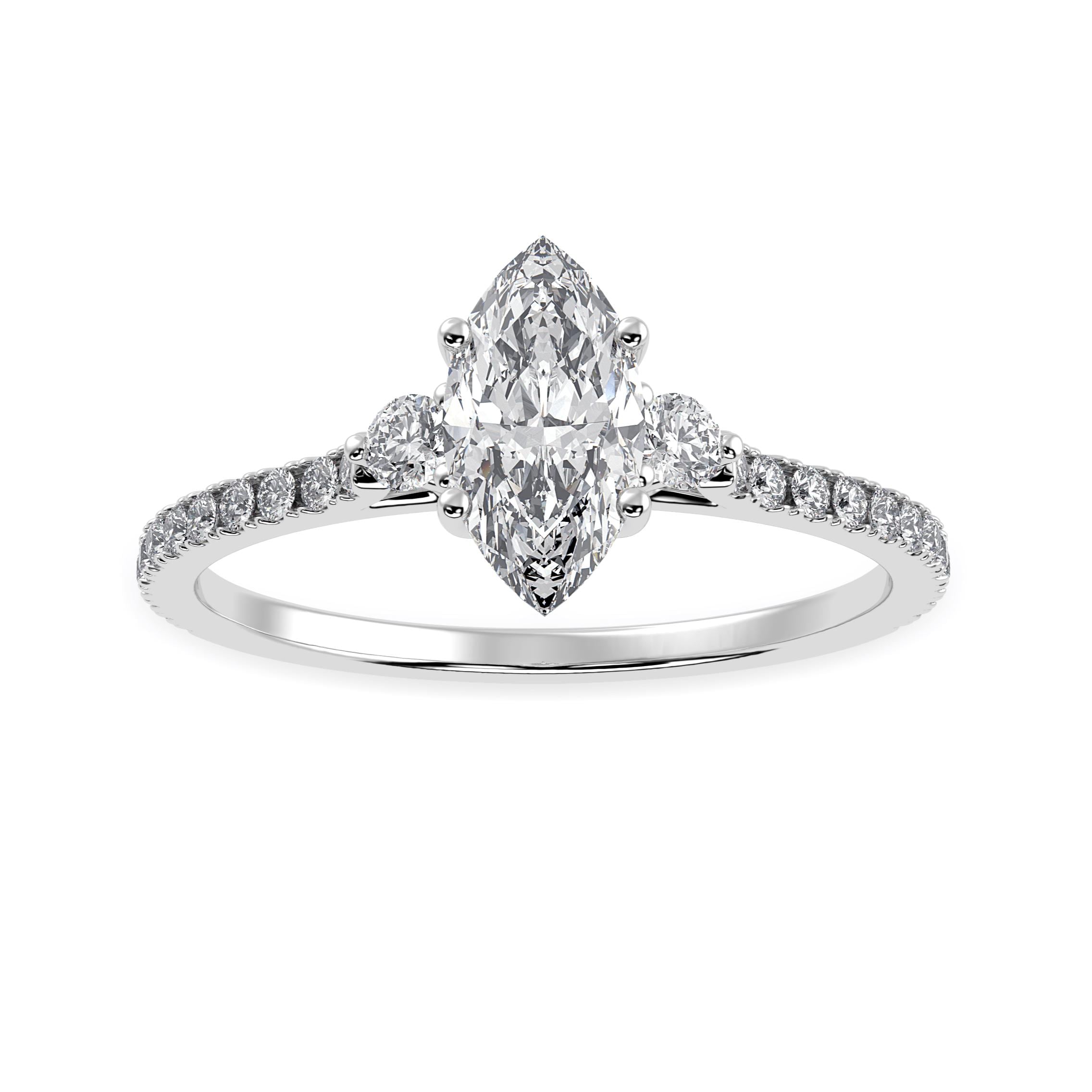 Anello in platino con diamante solitario taglio marquise da 50