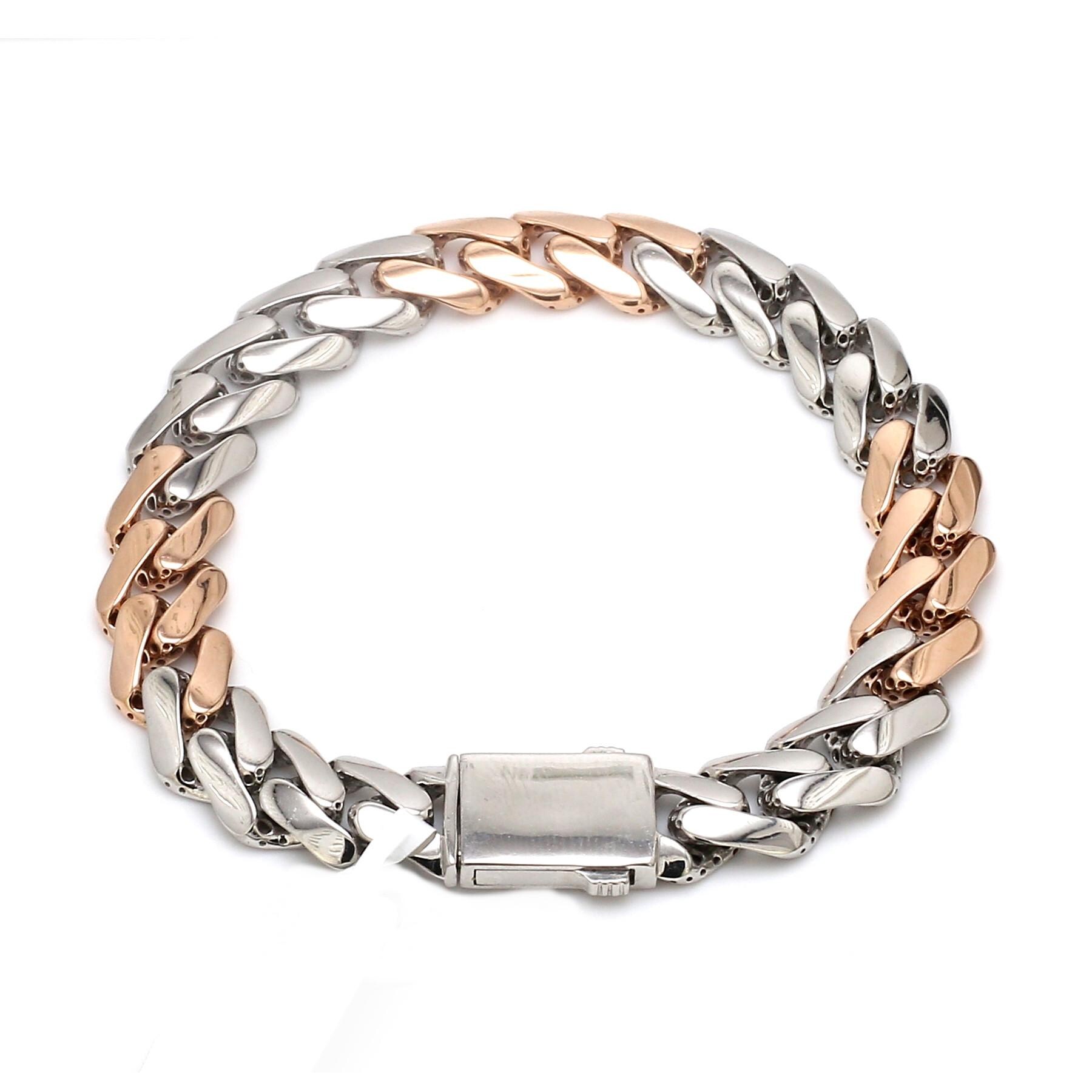 Men of Platinum | 9.5mm Matte & Hi-polish Rose Gold Bracelet for