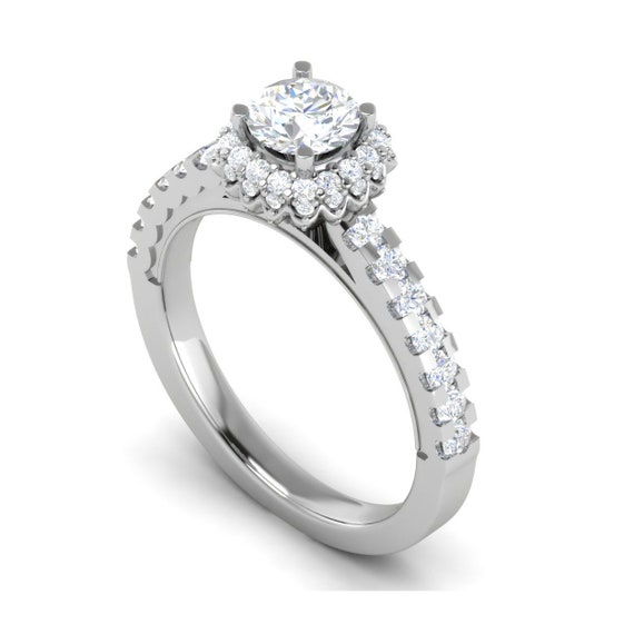 Noam Carver Petite Diamond Halo Solitaire Engagement Ring B260-01A —  Cirelli Jewelers