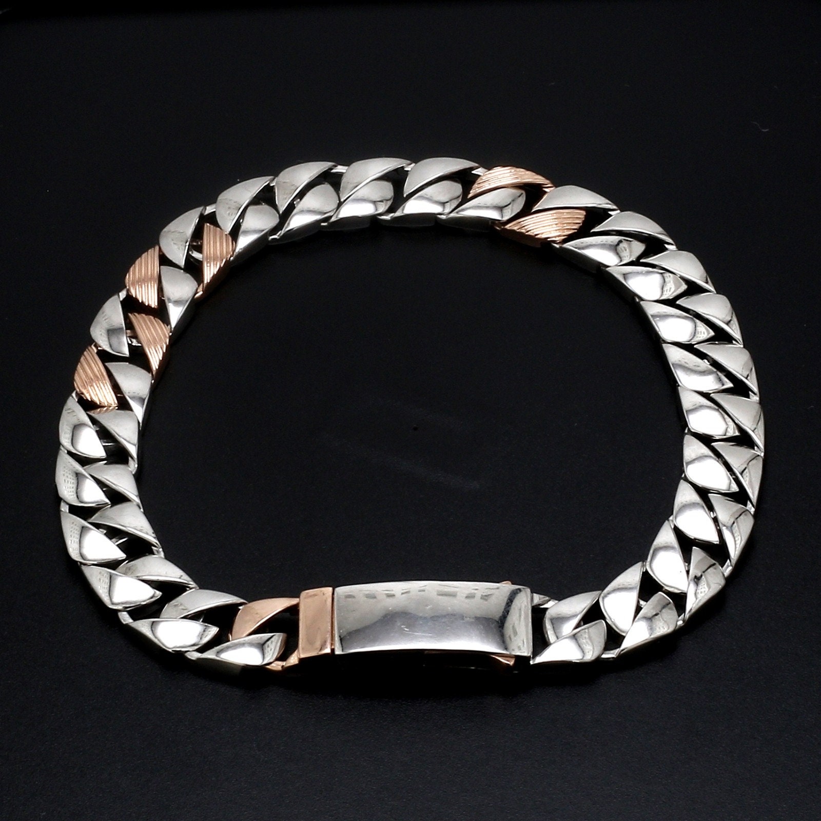 Designer Platinum & Rose Gold Open Kada Cuff Bracelet for Men JL PTB 1081