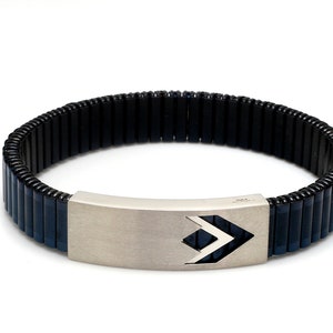 Bracelet Bande Bleu Platine pour homme - Flexible JL PTB 1216