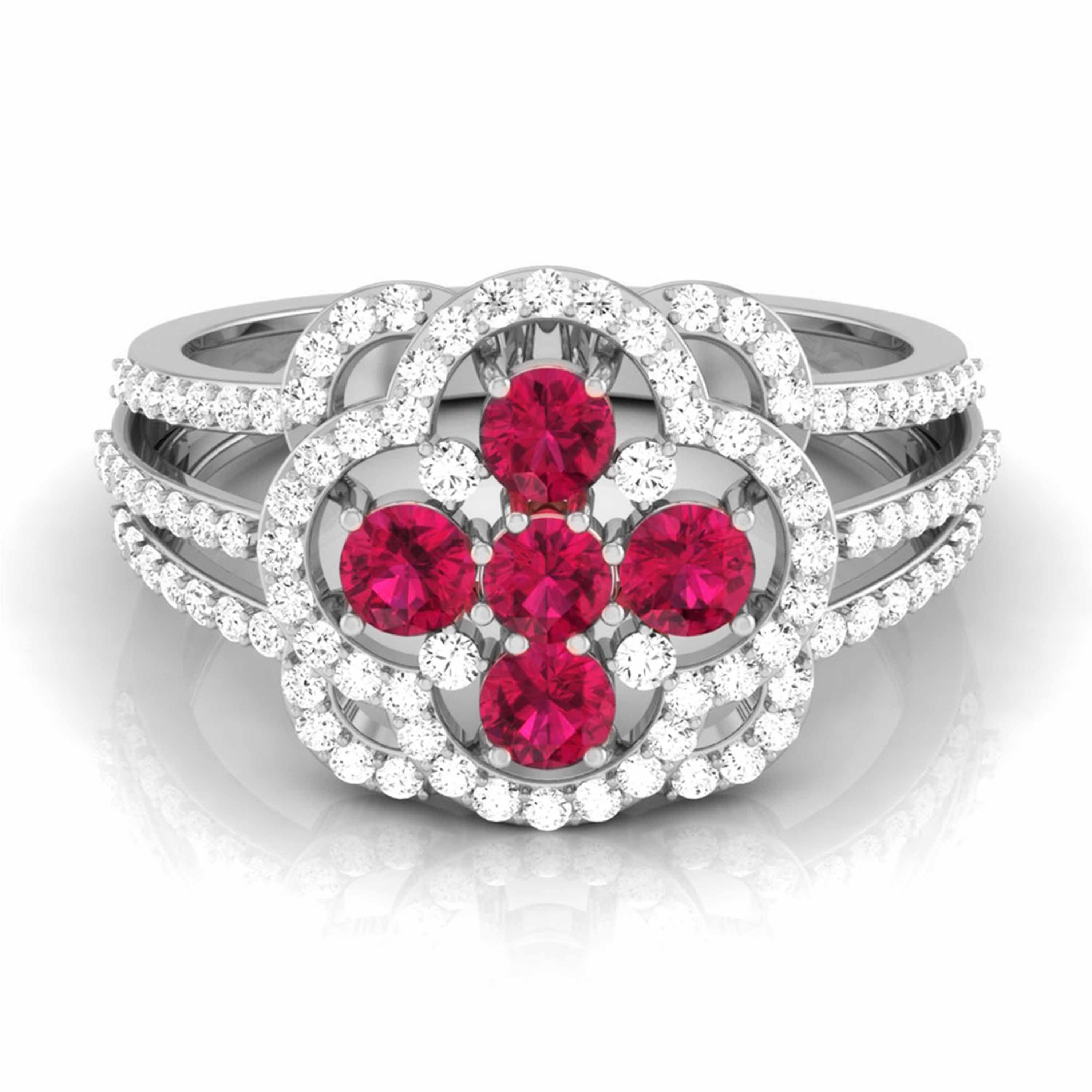 Platinum ruby store engagement rings