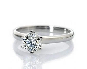 1 to 5 Carat Lab Grown Solitaire Platinum Engagement Ring SKU 009-LG