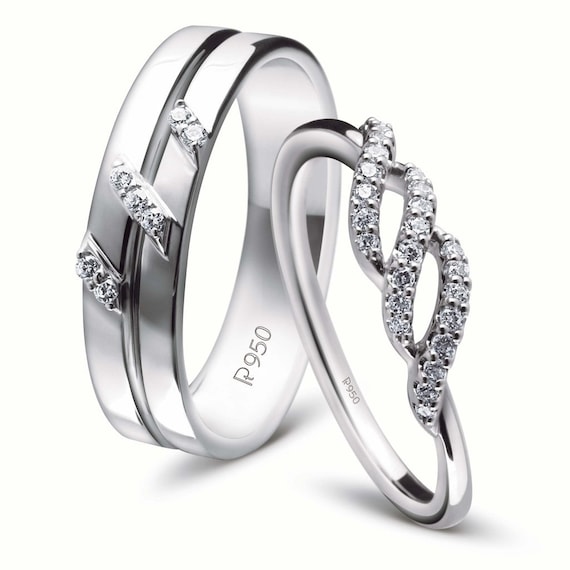 Designer Platinum Couple Rings With Diamonds JL PT 452 Etsy Canada