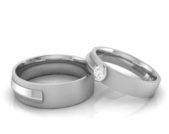 Designer Platinum Diamond Couple Ring with Matte Finish JL PT CB 19