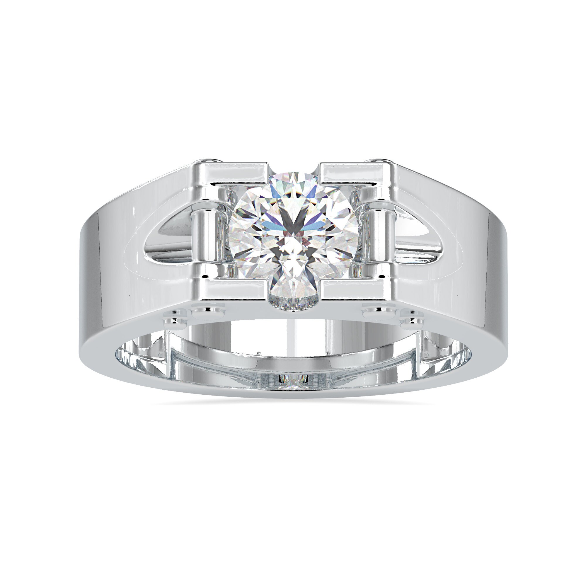 Solitaire Twin Dome Diamond Men's Ring – With Clarity