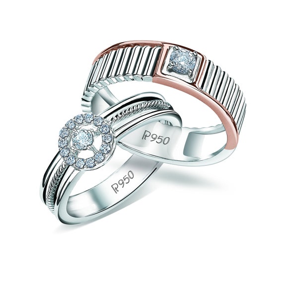 Buy Platinum Rings for Couple With Single Diamonds JL PT 593 Online in  India - Etsy