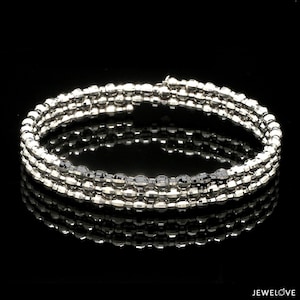 Dazzling Shiny 3-row Japanese Platinum Bracelet for Women with Diamond Cut Balls JL PTB 721