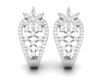 Platinum Diamond Floral Earrings, ij/gh si/vvs Clarity