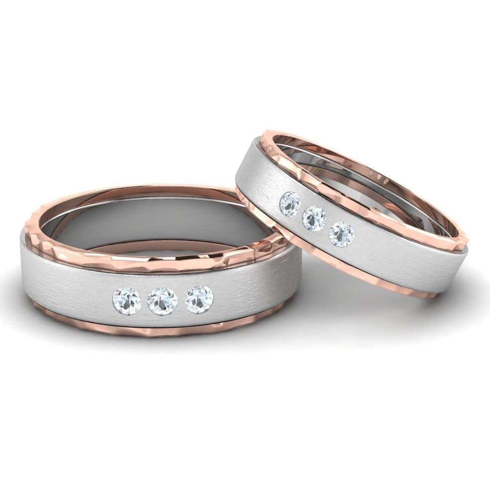 Buy Designer 3 Diamond Platinum Couple Rings With Rose Gold Base JL PT 653  Online in India - Etsy