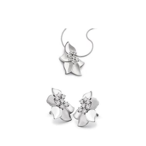 Platinum Earrings Pendant set with Flowery Design SJ PTO E 113