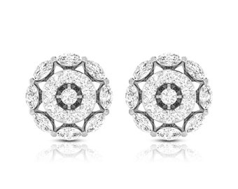 Pendientes de platino con diamantes para mujer, diseño floral, con certificación SGL