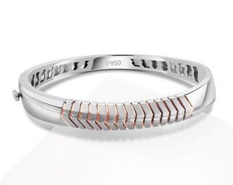 Platinum Kada Bangle | Rose Gold Accent, Men's Jewelry JL PTB 1193