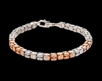 4.5mm Platinum Rose Gold Bracelet with Hi-Polish & Matte Finish for Men JL PTB 1178