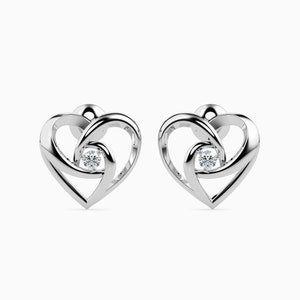 Platinum Diamond Heart Earrings JL PT E 18002