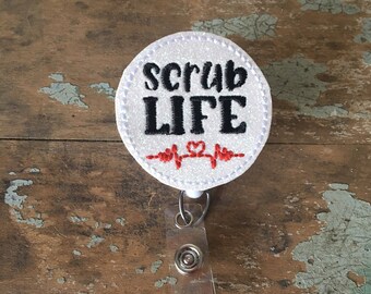 Scrub life nurse doctor badge reel holder ed badge medical badge reel