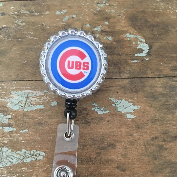 Chicago Cubs baseball ID badge reel holder retractable clip