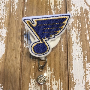 Blues badge reel, ID holder, nurse badge, name tag holder, medical badge,  hockey, St. Louis, nhl