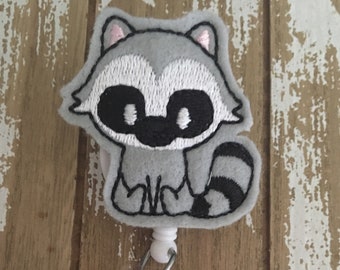 Raccoon ID badge reel holder retractable clip