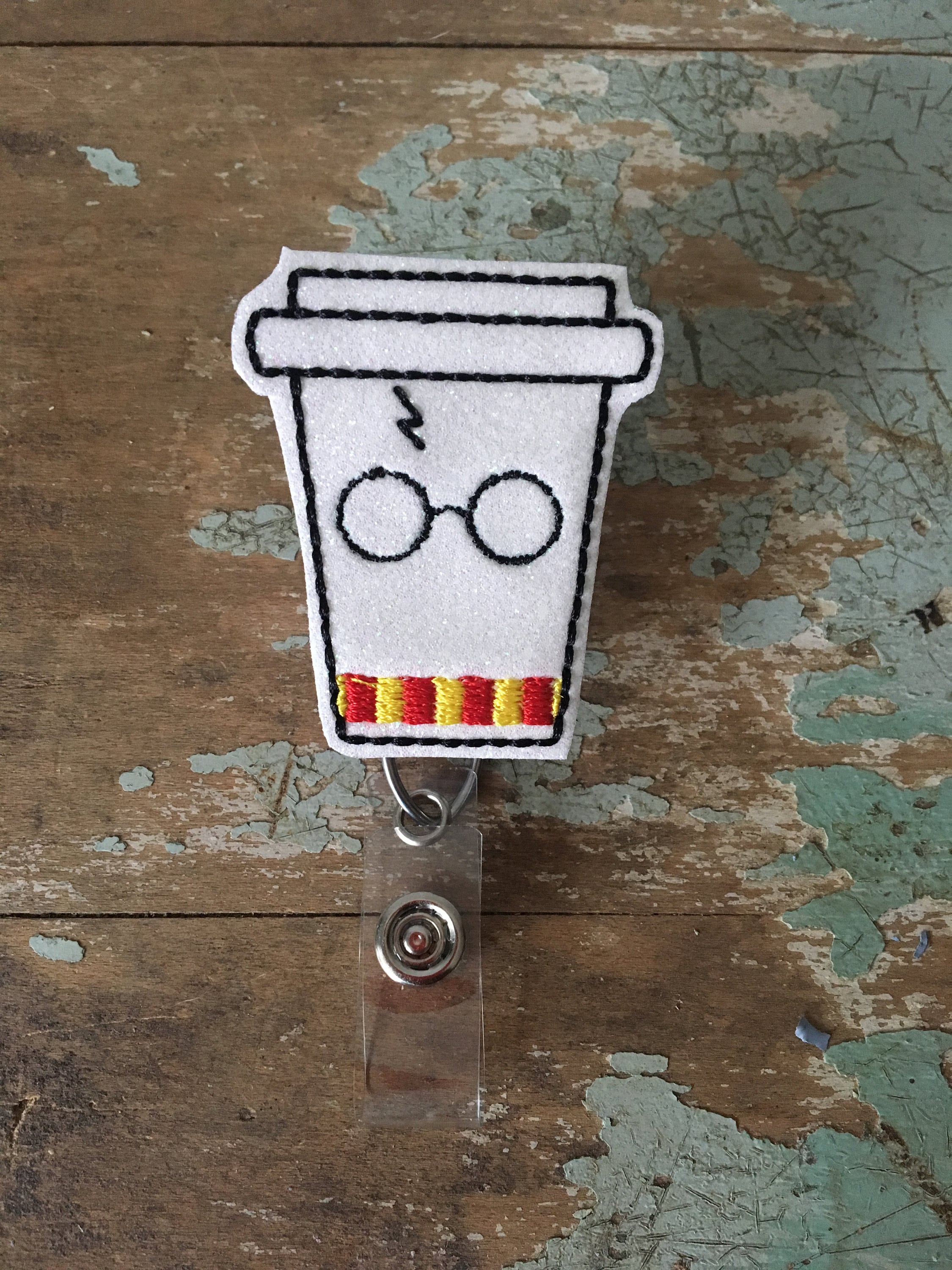 Harry Potter coffee latte ID badge reel holder retractable clip
