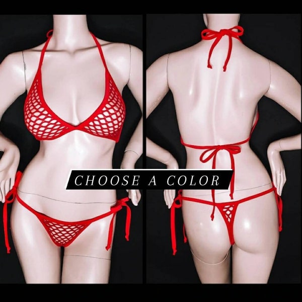 See Through Fishnet, Fishnet Bikini, See Through Bikini, Sexy String Bikini, Lingerie Costume, Micro Mini Bikini, See Through Lingerie