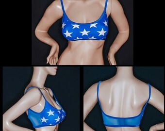 Royal Blue Top, Sexy Bralette, Yoga Tank Top, Active Wear, Dance Crop Tops, Sexy Crop Top, Cosplay Lingerie, Sexy Girlfriend Gift, Yoga Wear