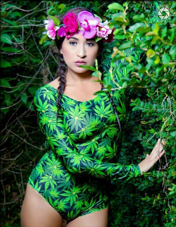 Stoner Girl Rave Bodysuit Sexy Bodysuit Cannabis Print Rave Outfits  Marijuana Clothing Exotic Dance Wear Sexy Clothes Gogo Dancer -  Canada